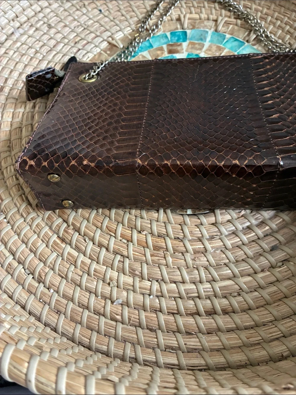 Snakeskin vintage unbranded Chain Strap Clutch